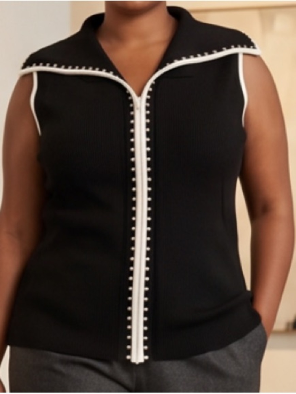 Belldini Black and White Cardigan Sweater
